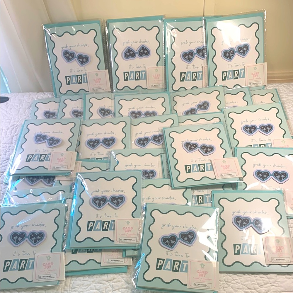 Party Note Cards 30 PK Grab your Shades it’s time to party W/Sunglasses pin NEW